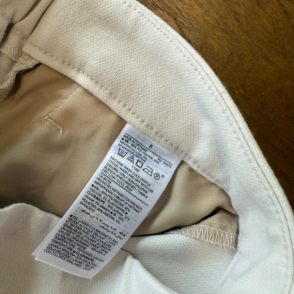 Old Navy Cream Dress Pants Straight-Leg Flat-Front Elastic Waist - Picture 7 of 8